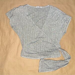 Heather Gray Grey FashionNova Wrap Top